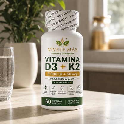 VITAMINA D3 + K2 CON ACEITE DE COCO 60 cápsulas