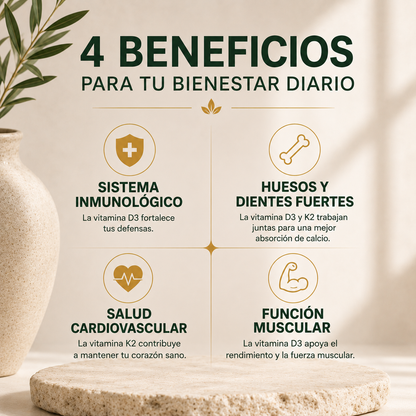 VITAMINA D3 + K2 CON ACEITE DE COCO 60 cápsulas