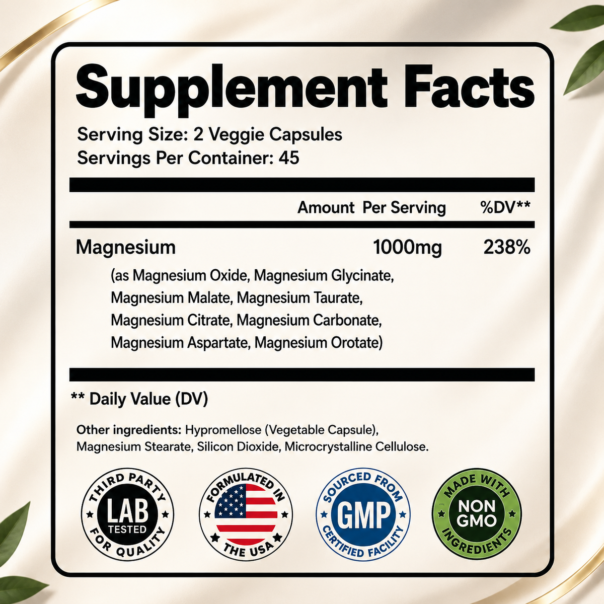 Magnesium Complex ORIGINAL 1000 mg 90 cápsulas 8 tipos en 1