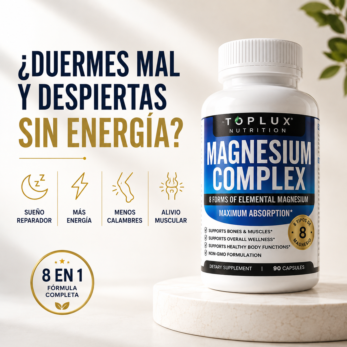 Magnesium Complex ORIGINAL 1000 mg 90 cápsulas 8 tipos en 1