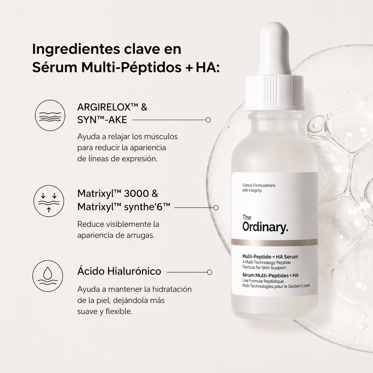 The Ordinary - Serum Facial de Péptidos + Ácido Hialurónico 30 mL