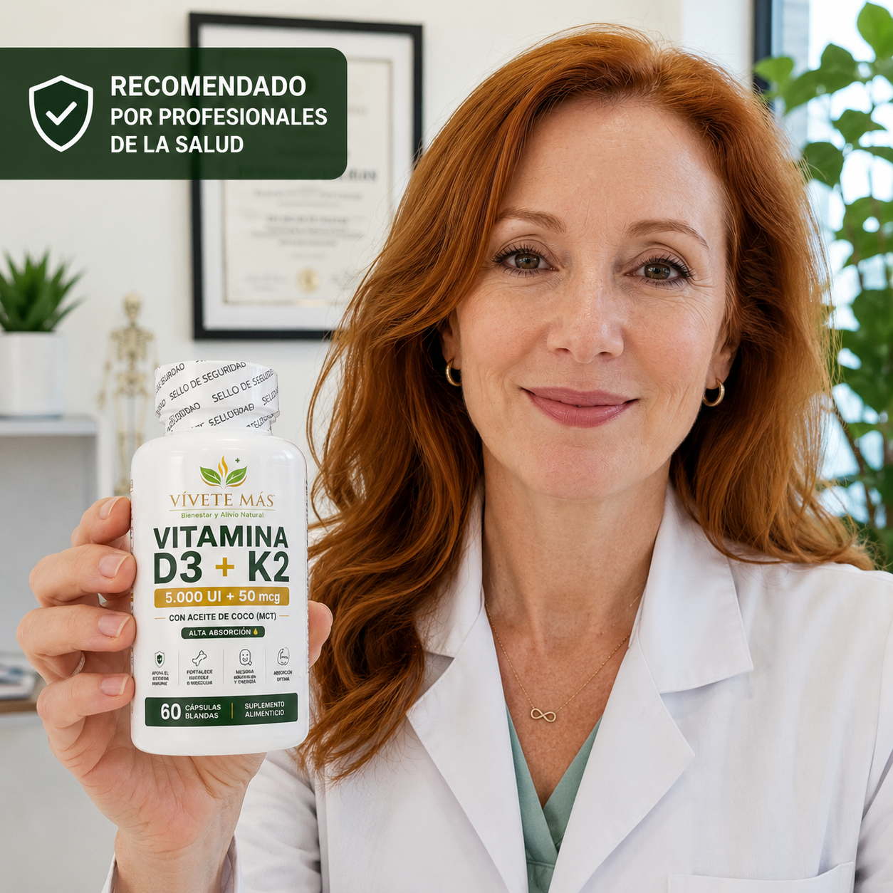 VITAMINA D3 + K2 CON ACEITE DE COCO 60 cápsulas