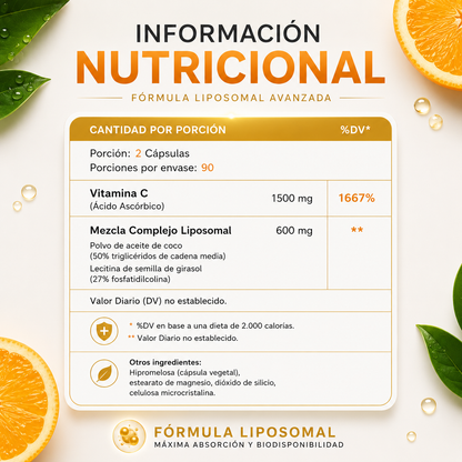 Vitamina C Liposomal 1500 mg – 90 Cápsulas