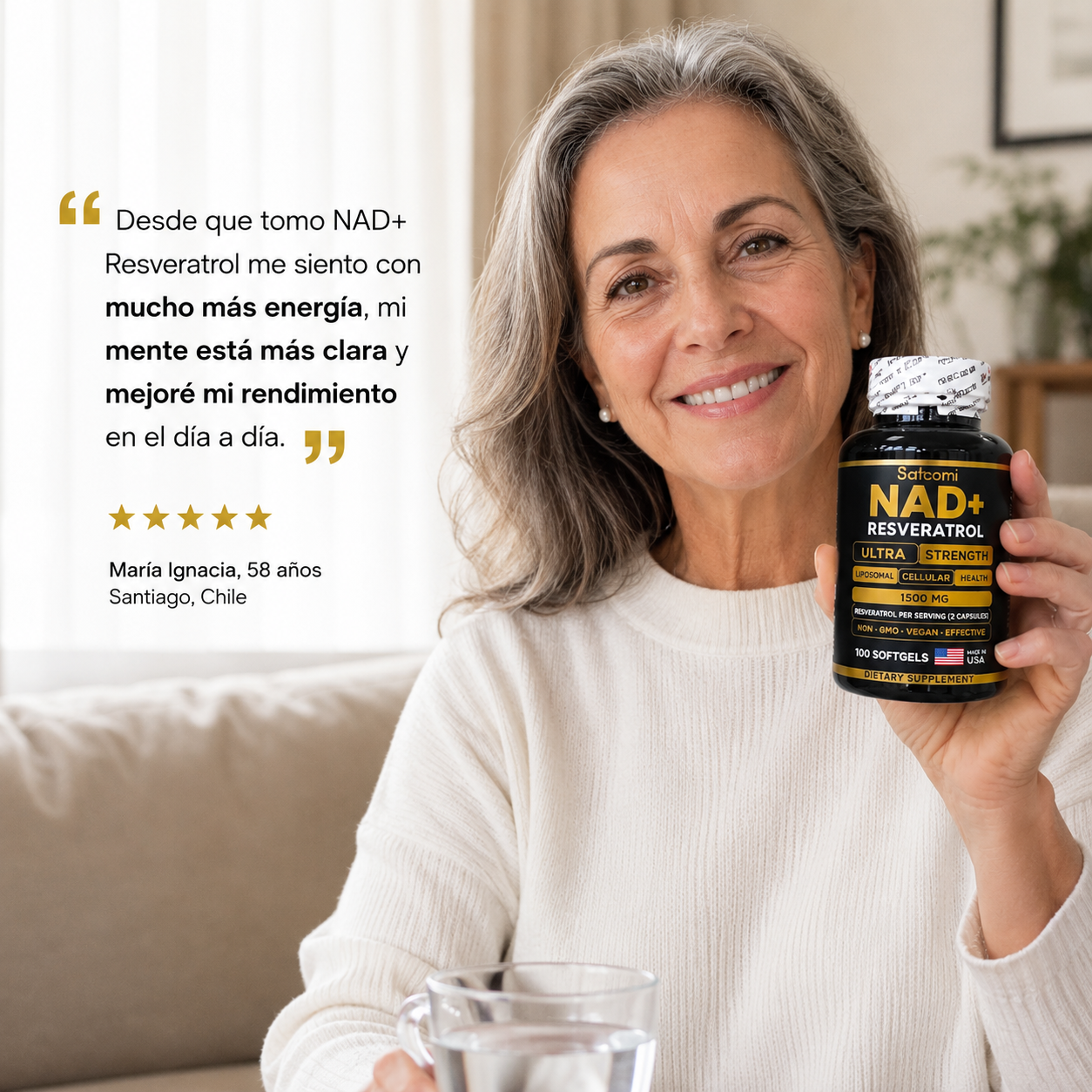 NAD+RESVERATROL ORIGINAL 1500 mg - 100 cápsulas