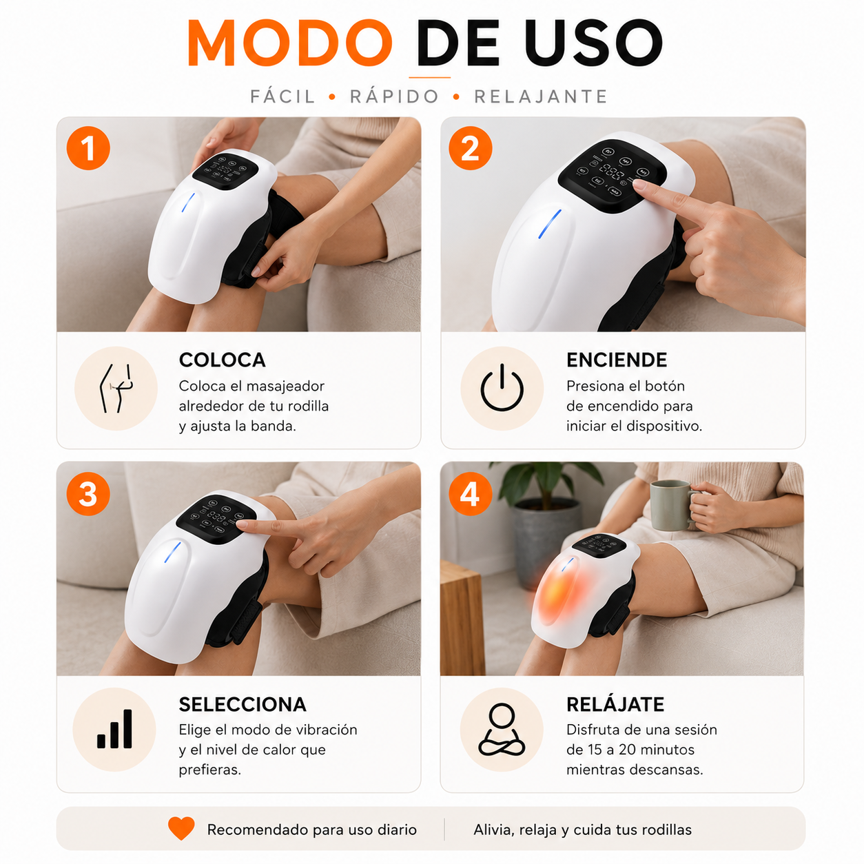 Masajeador de Rodilla con Terapia de Calor - Alivio real desde el primer uso